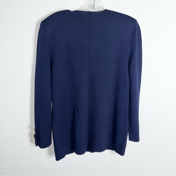 St. John Jacket Womens 10 Cardigan Open Front Santana Knit Navy Blue L - Picture 4 of 7